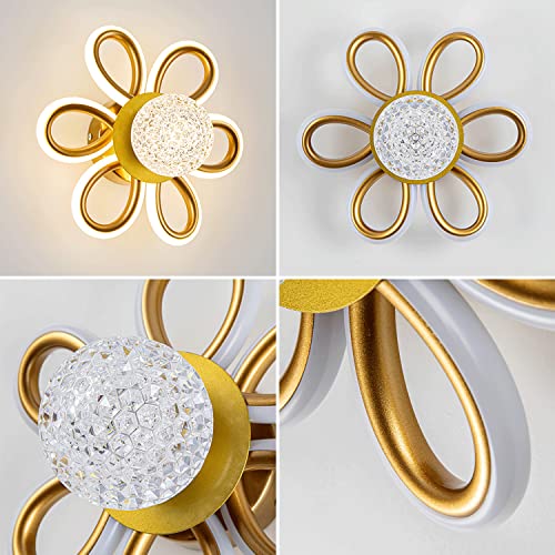 Lámpara de pared con forma de flor LED 27W estilo chino de metal 6