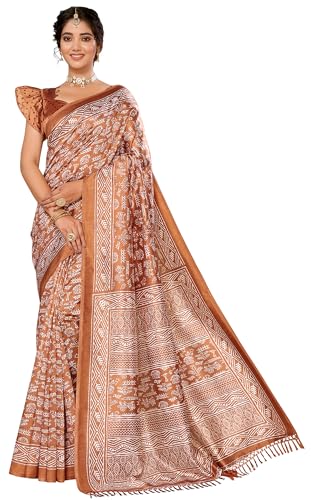 Sari robe indienne en soie imprimée pour femme avec choli non cousu