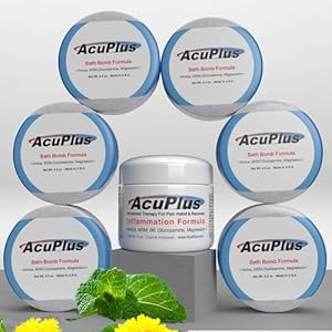 AcuPlus Advanced Pain Relief Cream and Bath Bombs Bundle – Soothe Muscle and Joint Pain, Fast-Acting Formula with Natural Ingredients, Anti-Inflammatory Cream – 4oz Jar and Bath Bombs (6 Pk)