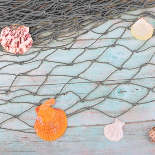 Decorative Fishing Net 80x40 Inch,YuanDe 2 Pack Large Dark Grey Picture Fish Net, Wall Photo Hanging Fishnet for Nautical Mermaid Pirate Ocean Themed Hawaii Beach Under The Sea Party Decorations - Thumbnail 3