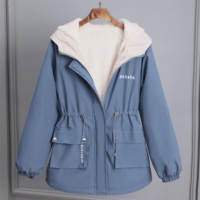 XUNRYAN Teen Girls Winter Jackets Sherpa Lined Quilted Lightweight Jacket Warm Cotton Down Coat Hooded Parka Anorak Outwear4