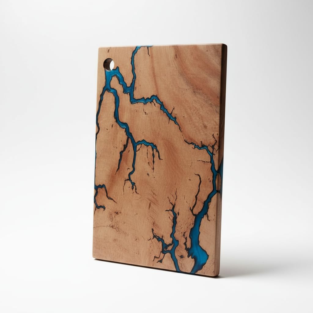 Large Charcuterie Board Set 16.5x10.5” - Handmade Acacia Wood Grazing Board with Epoxy Resin - Premium Serving Platter for Entertaining