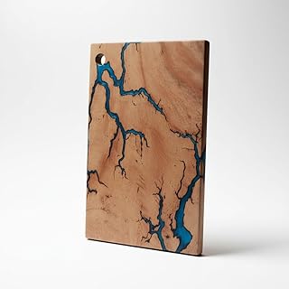 Extra Large Charcuterie Board 16.5x10.5 Inches - Handmade Acacia Wood Serving Board with Fractal Burn Epoxy Resin - Premium Cheese Board for Large Gatherings, Entertaining, and Gifts
