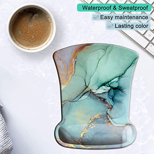 Itnrsiiet Mouse Pad, Ergonomic Mouse Pad With Memory Foam Wrist Rest Support, Gaming Mouse Pad With Lycra Cloth, Non-Slip Pu Base For Computer Laptop Home Office Travel, Modern Marbling #TOP4