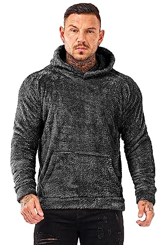 Image of GINGTTO Men's Fuzzy Sherpa Sweatshirt Fashion Pullover Fleece Hoodies