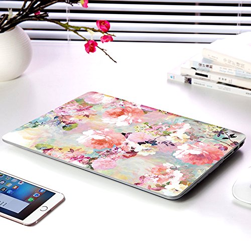 Hrh 2 In 1 Pink Watercolor Flower Laptop Body Shell Protective Pc Hard Case Cover And Matching Silicone Keyboard Cover For Macbook Old Pro 15.4"(With Cd-Rom Drive Model A1286) #TOP3