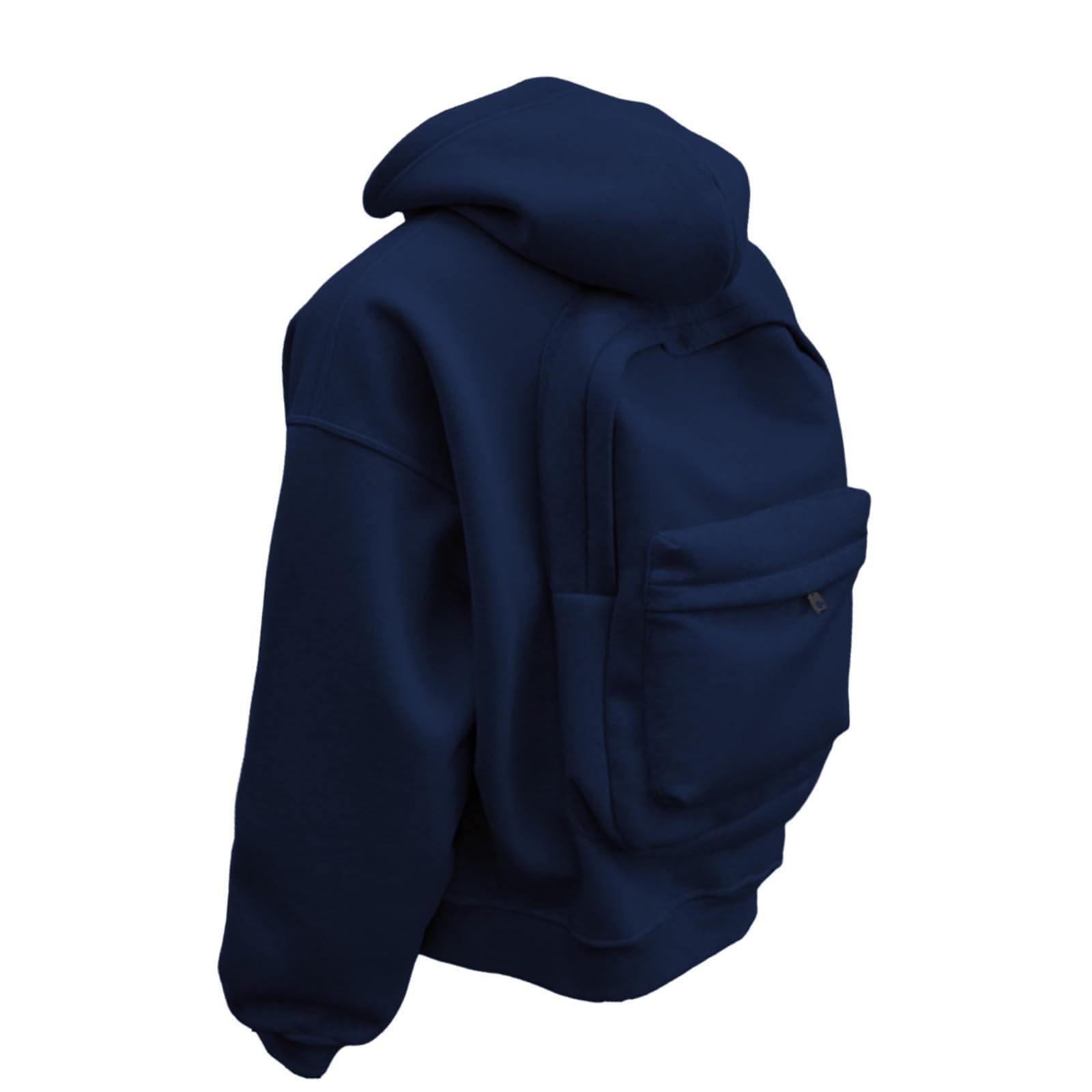 Générique Sweatshirt femme Oversize Casual Sport Sweat à capuche zippé décontracté avec poche avant et design sac à dos, veste légère pour activités de plein air
