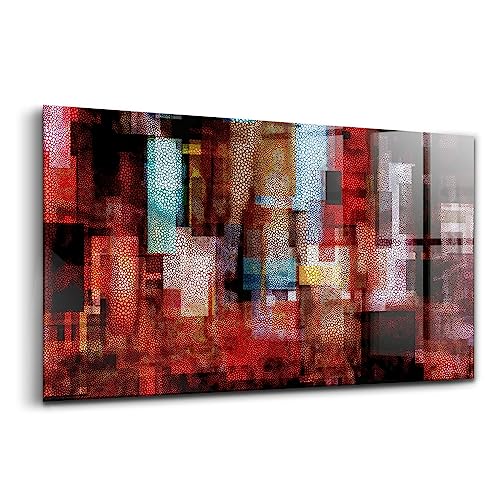 Peinture sur verre abstraction géométrique œuvre vibrante 140x70