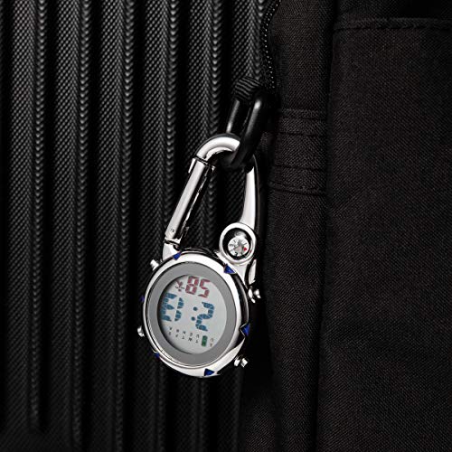 Image of JewelryWe Men Women Digital Clip Watch Mini Microlight Backpack Buckle Belt fob Watches for Rock Climbing Doctors Nurses Chefs for Mother's Day