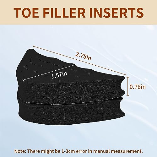 Image of 4 Pairs Toe Filler Inserts for Shoes Too Big, Adjustable Toe Plug Reusable Shoes Filler,Shoes Inserts Foam Shoe Fitters for Women Men Pumps Flats Sneakers Black Beige 4 Black