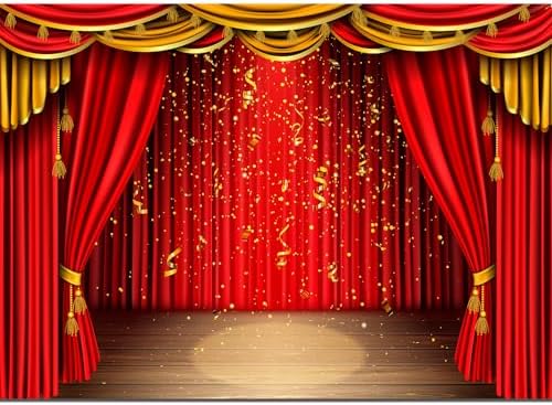 3D Rendering Theater Stage Theme Photo Banner Red Tent Gold Photo...