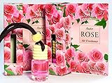 Rose Auto Lufterfrischer, 2 Stück, Frische Charismatische Liebe Rose Duft des Bulgarischen Tals der Rosen, Langlebig Auto Aromatherapie mit Damaszenen-Rosenöl
