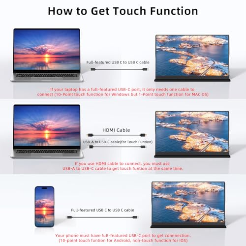 Image of MagicRaven Portable Touchscreen, 15.6 inch 1080P 60Hz Laptop Monitor, Lightweight Dual USB C HDMI Second Gaminig Display with Speakers, Travel Monitor for PS4 /5 Xbox Switch MAC PC Phone