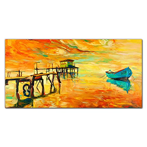 Impression sur verre Port Sunset Sky 100x50cm pour sublimer l'ambiance de votre salon