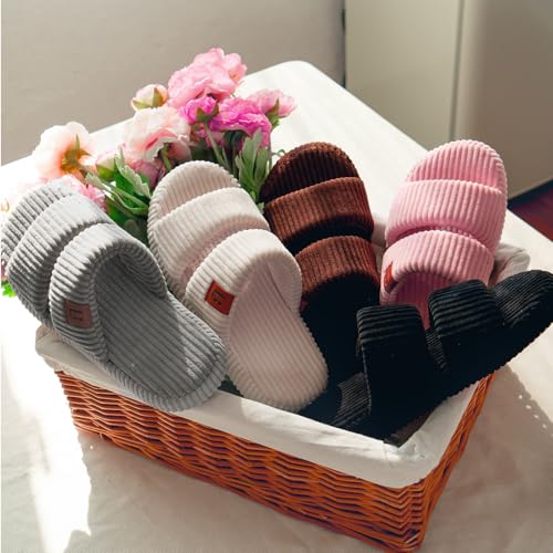 Image of LongBay Slippers for Women Memory Foam Open Toe Slide Indoor House Shoes Slip On Bedroom Comfy Gift