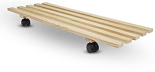 NAOE Wooden Plant Stand | Planter Trolley Rolling Tray Coaster 4 Moving Wheels Plant Trolley (Pack of 1)