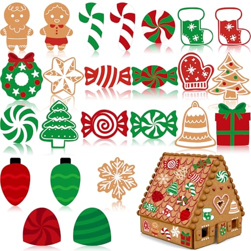 Fullhawl 360 Pcs Christmas Gingerbread House Stickers Xmas Self-Adhesive Sticker for Gingerhouse...
