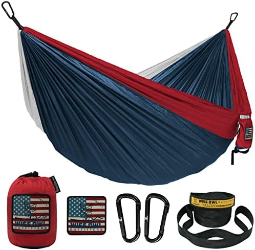 Wise Owl Outfitters Hammock for Camping Double Hammocks Gear for The Outdoors Backpacking Survival or Travel - Portable Lightweight Parachute Nylon DO Fuchsia Sky Blue