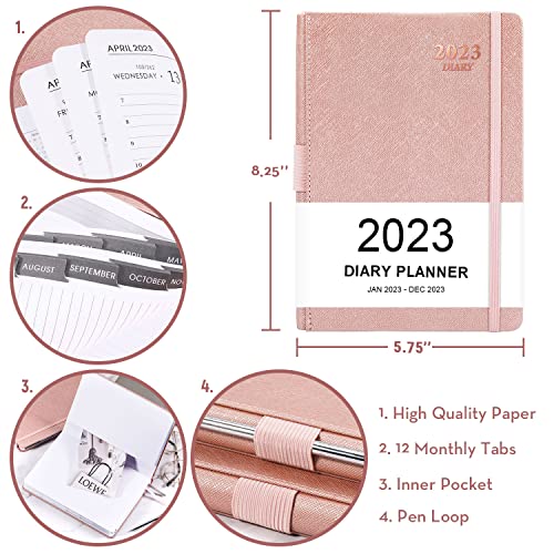 Agenda 2025 - Agenda 2025 da gennaio 2025 a dicembre 2025, Agenda Giornaliera Per Produttività con Schede Mensili, Tasca Interna, a Righe, 14,3 x 21 cm - immagine 7