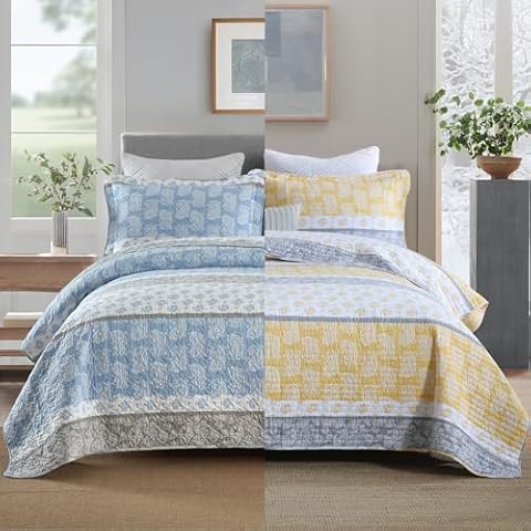 MEIZIZI Quilt King Size,Cotton King Bedspread, Striped Bedding,Bohemian King Size Comforter Set,6 Pieces Cover