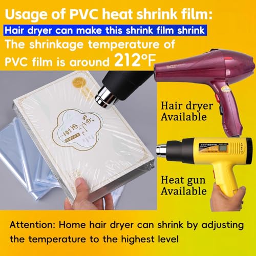 Image of Heat Shrink Wrap Bags 100Pcs 20x28 Inches Professional Grade PVC Heat Shrink Wrap is Used to Store Wrap Embellished, Gift Baskets, Shoes, Jars, Industrial Grade Shrink Wrap Bags Transparent