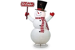 EZ Light-Up Pop Up Holiday Snowman with Sign - Pre-Lit (5 Feet Tall) Christmas (2022)