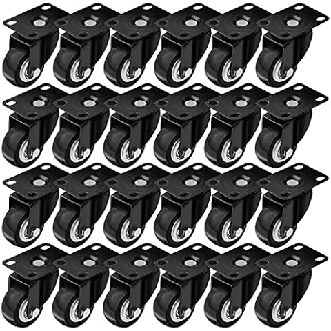 Online Best Service 24 Pack Swivel 2" Caster Wheels Rubber Base with Top Plate & Bearing Heavy Duty (24 Pack Without Brake) Cover