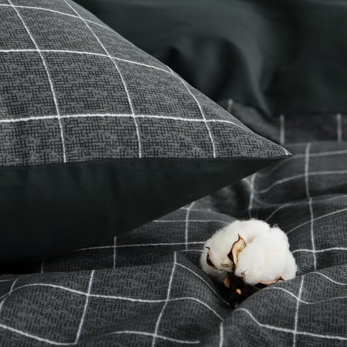 RUIKASI Bettwäsche 155x220 Baumwolle 2teilig Anthrazit mit Kopfkissenbezug – Ansicht 6