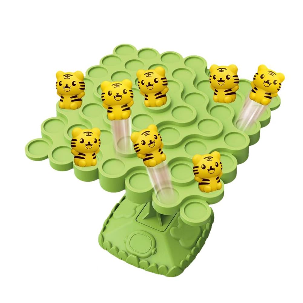 Balance Fun Balance Board Game,40 Pawns + Dice, Interactive Stacking Game for Children Adults, Develops Cognitive Skills, Perfect for Family Games Night, Compact Size (Tiger)