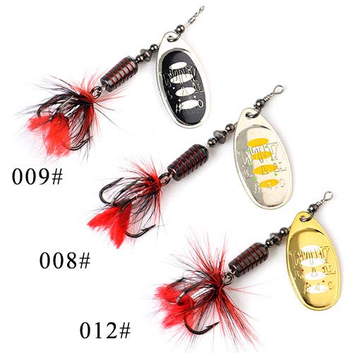 FTK 3pcs Mix Colors Mepps Fishing Lure Spoon Lures Hard with Mustad TRE