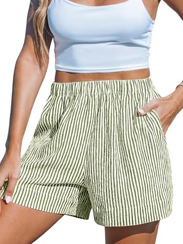 CUPSHE Women Pants High-rise Waist Pockets Stripe Straight leg Pants Fit Coverup Casual Dressy