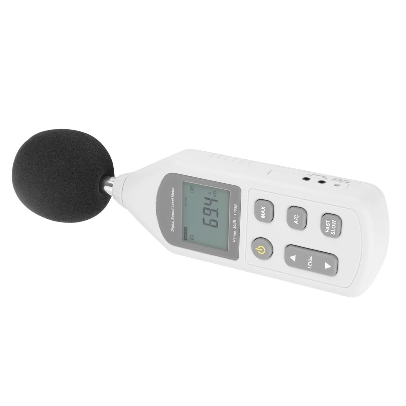 Hyuduo Fonometro Digitale, Tester di Livello Sonoro Professionale con Gamma 30-130dBA, Risposta Veloce/Lenta per il Monitoraggio del Rumore Ambientale Industriale