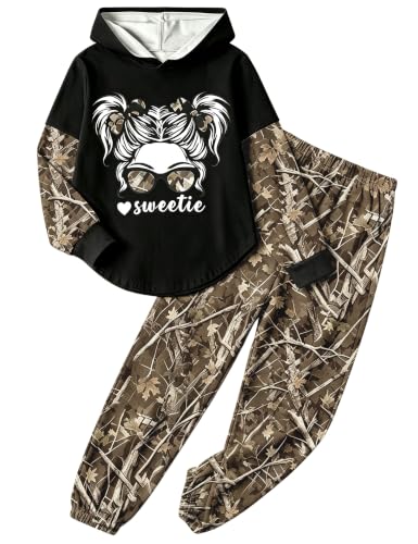 Image of Girls Fall Outfits Sweetie-girl Hoodie and Camo Pants Size 6-16