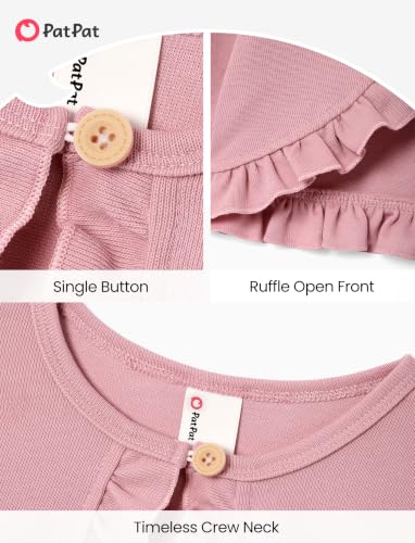 Image of PATPAT Girls Cardigan Bolero Size 4-12 Years Kids Knit Long Sleeve Ruffle Open Front Button Cover Up Cropped Tops for Girls