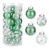 Boules de Noël 24 Pièces 60mm Boule de Décoration d'Arbre de Noël Set Ornements de Boules de Noël Incassables Vert pour Décorations pour Sapin de Noël Décoration Suspendue de Noël Fête Mariage Décors