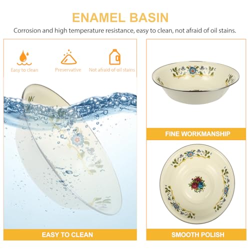 Cuenco vintage de esmalte blanco de 29cm ideal para restaurantes y hogar 7