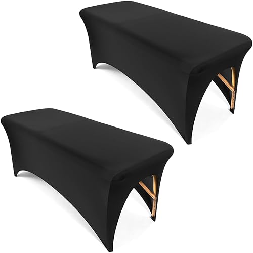 2 fundas de cama negras para mesa de masaje de 6 pies, cubierta de elastano (negro, 2)