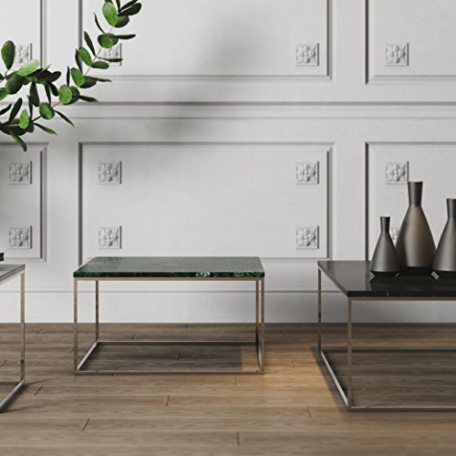 Image of APRODZ Stainless Steel Perlite Square Granite Top Coffee Table for Living Room | Center Table for Home | Green Granite