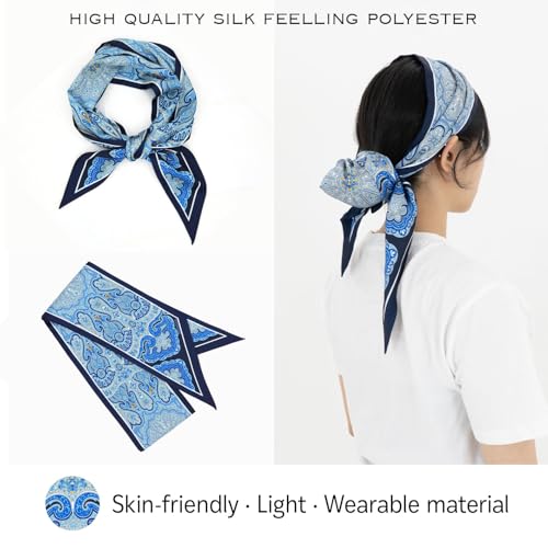 Skinny Scarf 59" – Silky Long Neck Hair Wrap for Women, Lightweight Patterned Fashion Accessory (15 Styles)4