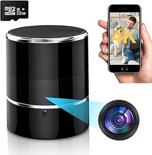 Hidden Camera with 32G SD Card, Spy Camera in Bluetooth Speaker,240°Viewing Angle,Motion Activated,Nanny Cams Wireless with Cell Phone App, camaras espias ocultas 4K for Home Security(2.4/5Ghz)