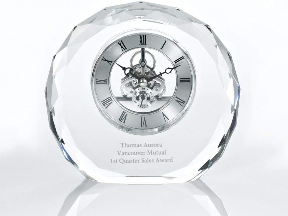 Baudville Engraved Clock Trophy - Executive Crystal - Round Shape