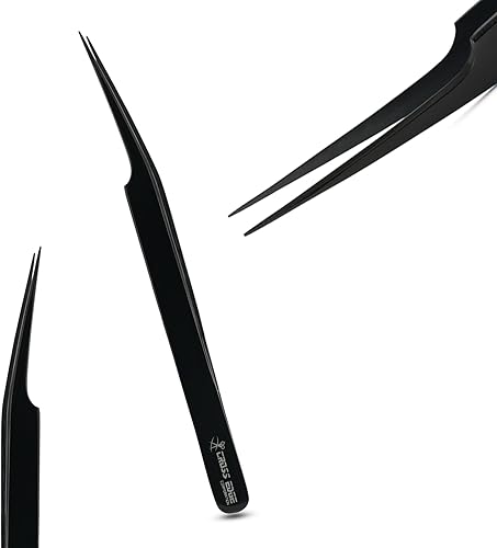 Pinzas de aislamiento Extensiones de pestañas, 1 pieza, pestañas individuales rectas, pinzas de pestañas, color negro, punta larga, pinzas clásicas