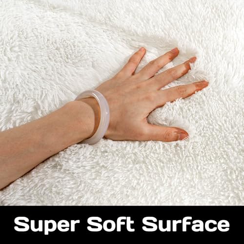 Round Cream Fluffy Rug - 3FT Super Soft Circle Rug for Kids & Nursery - Shaggy Plush Fuzzy Carpet for Boys & Girls Rooms