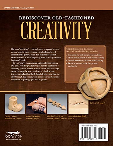 Old Time Whittling: Easy Techniques for Carving Classic Projects (Fox Chapel Publishing) Beginner-Friendly Guide to an Old-Fashioned Craft; Whittle a Boot, Face, Ball-in-the-Cage, Wooden Chain, & More - Image 2