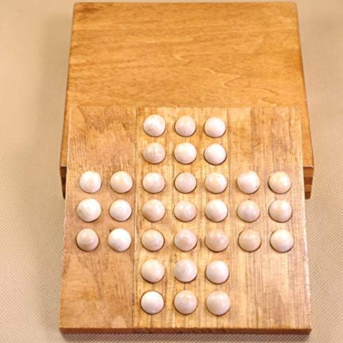 jojofuny Wooden Marble Solitaire Board Game, Solitaire Chess Game Wooden Board Strategy Chess with Storage Function Fun Brain Teaser Suits Leisure Party Game for Adults & Students 6 5193BZ2d