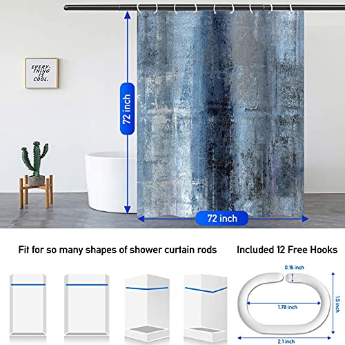 4Pcs Bathroom Shower Curtain Sets With Rugs, Blue Beige Abstract Painting Brown Bathroom Sets With Shower Curtain And Rugs And Accessories #TOP2