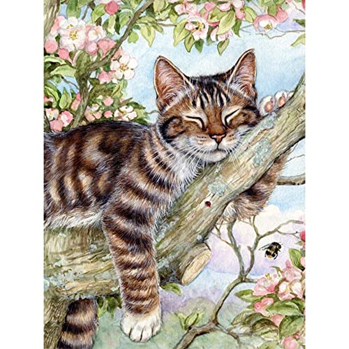 Diamant peinture 40x80cm de chaton : kit broderie complet strass grand format pour déco murale