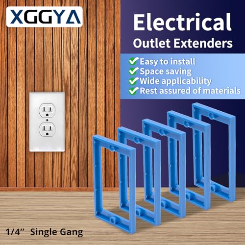 Image of 12PCS 1 /4 Inch Single Gang Outlet Box Extender | Electric Outlet Extender Box With 24 screws; Gang Box Extender for Electrical Outlet Box and Electrical Outlet Switches; Blue