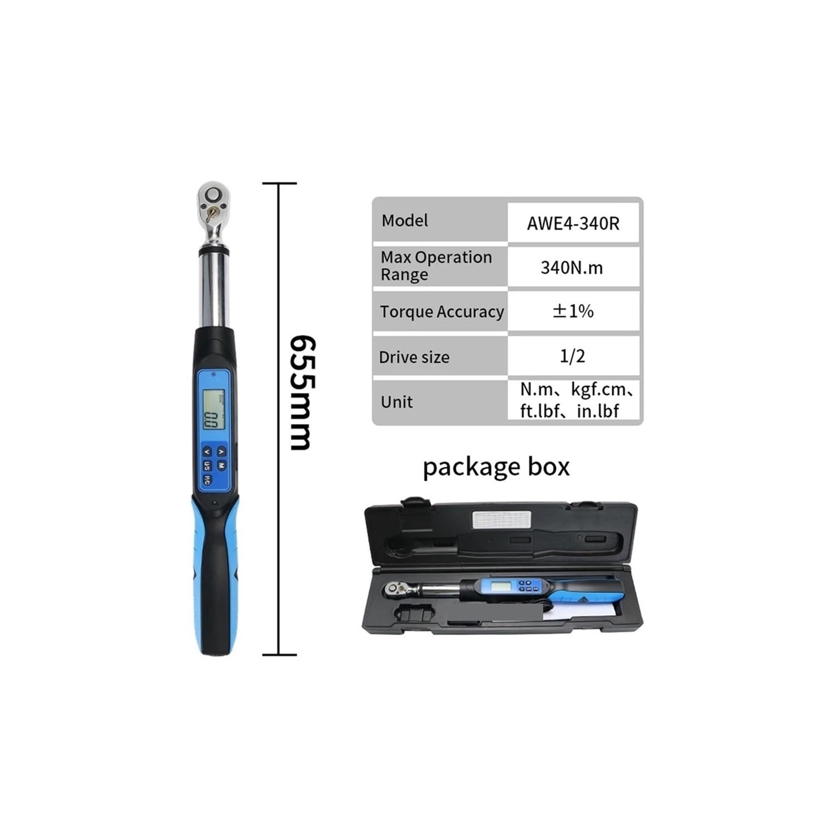 Chiave angolare dinamometrica digitale AWE4-340R Modalità preimpostata di picco rotazione bidirezionale regolabile da 1/2 '' for la manutenzione industriale