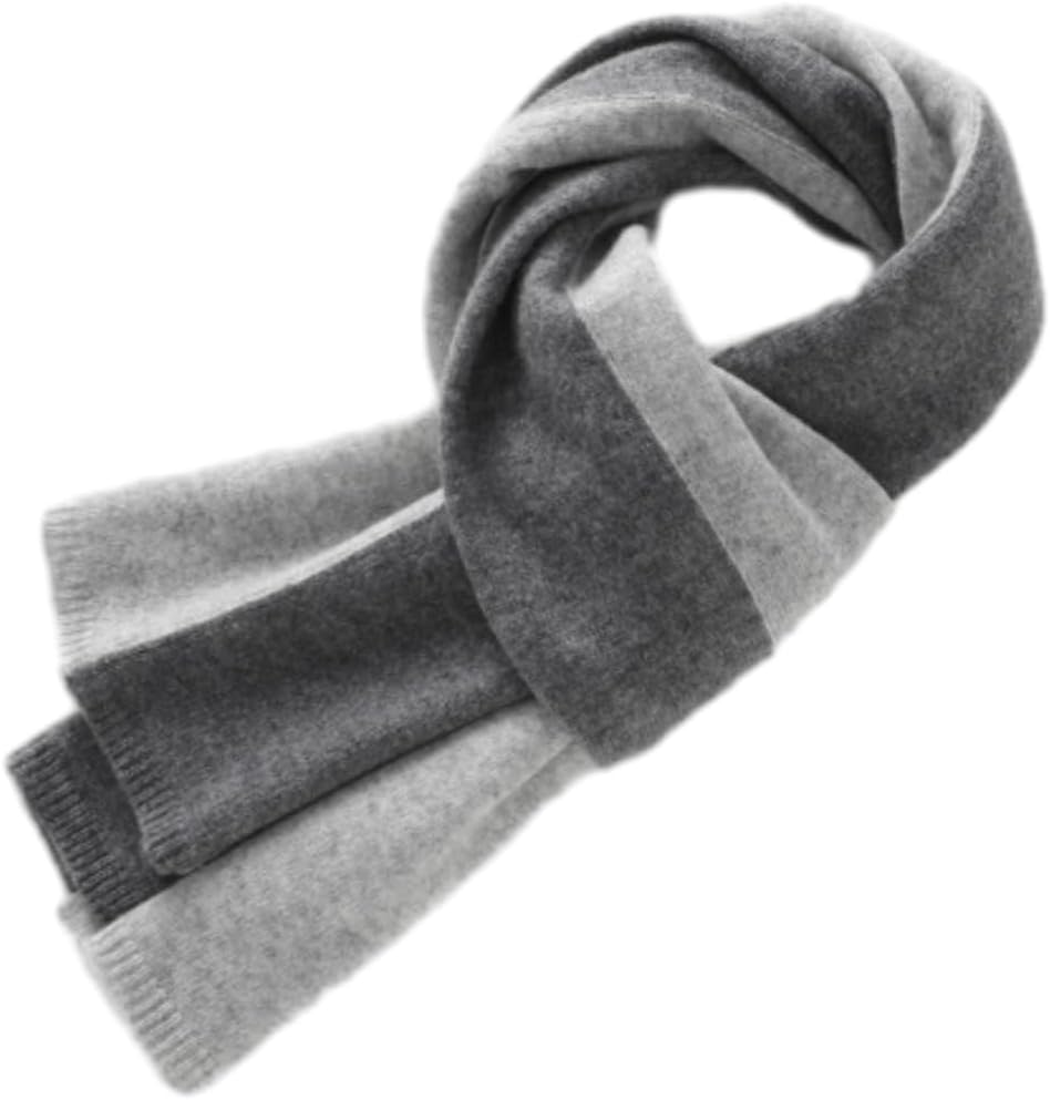 100% Cashmere Two-Tone Winter Scarf,Soft Knit Wrap, Classic Style Cold Weather Accessory ZX2245